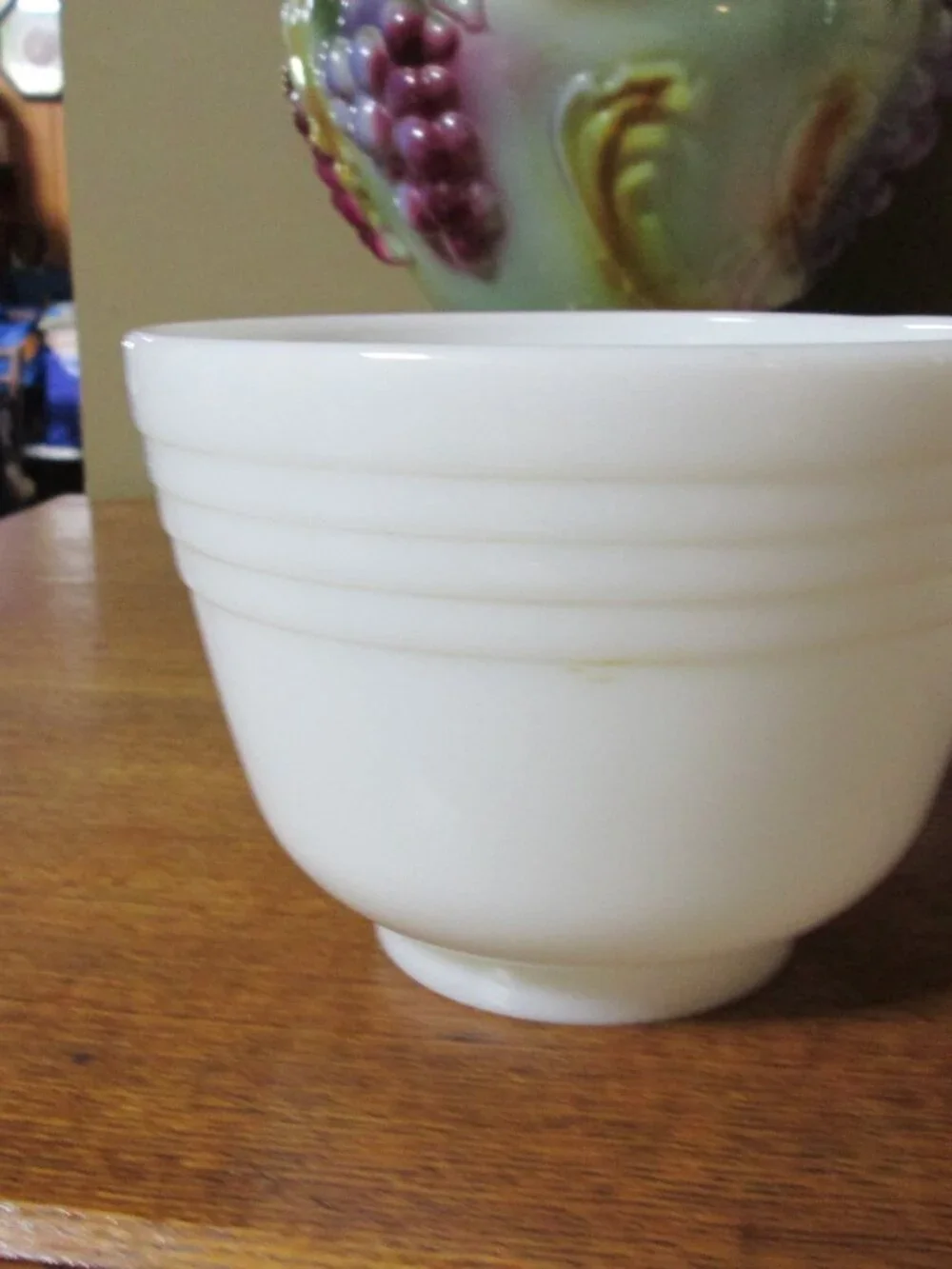 Milk Glass beehive batter bowl with spout